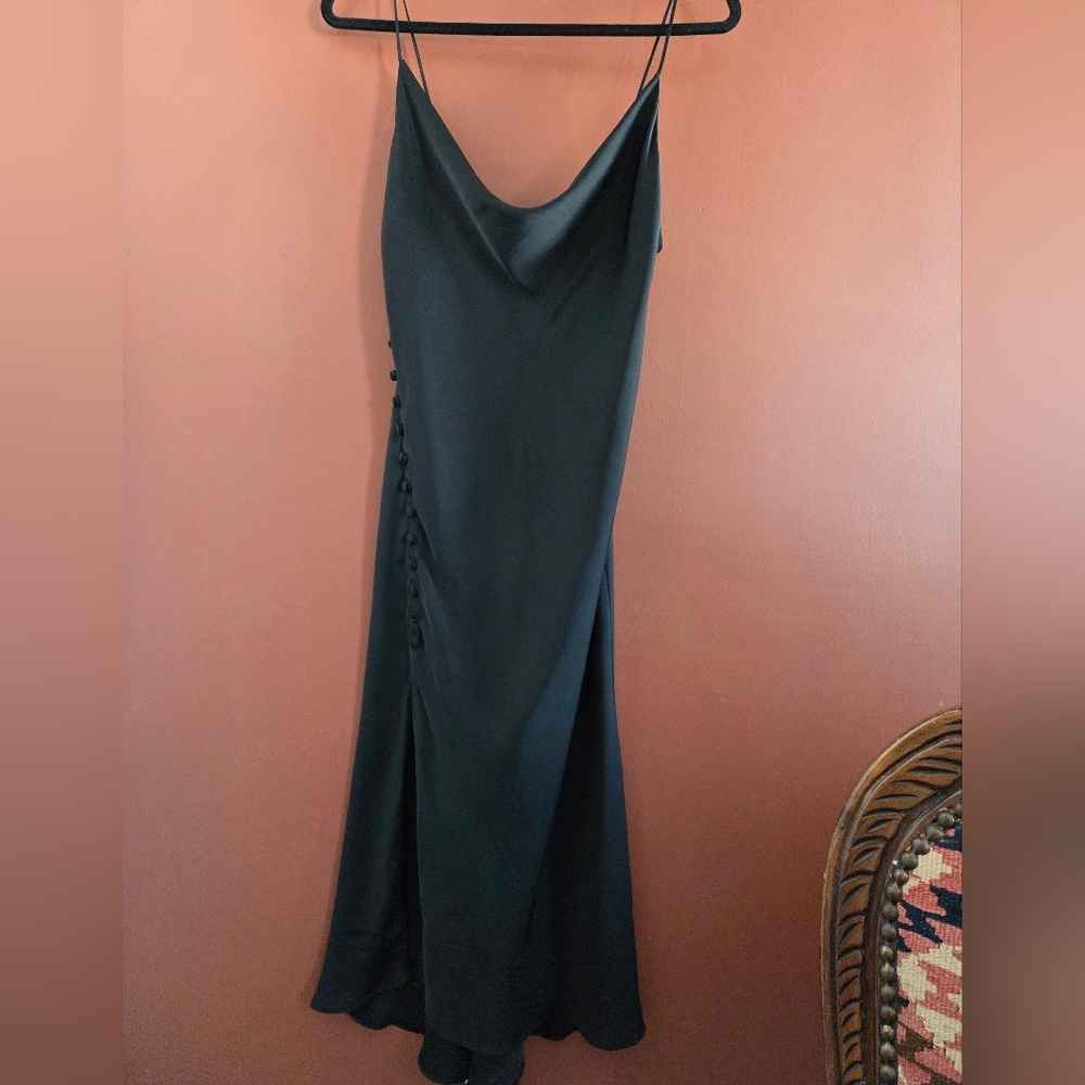 Price Firm Zara Black Maxi Dress with Button Detail NWOT
